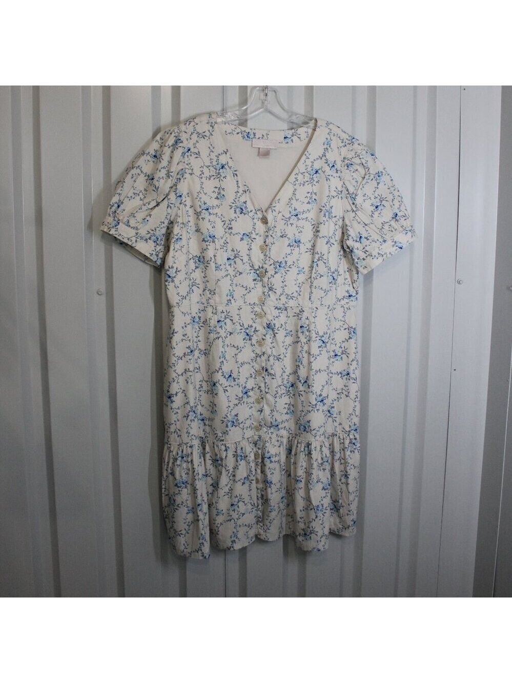 Rachel Parcell Womens Flirty Easy Linen Blend Shirtdress Blue Floral Size XL EUC - Picture 2 of 9